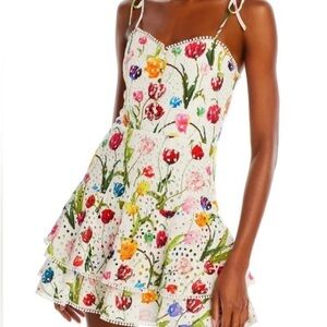 Alice + Olivia Floral Rosette Strap Dress